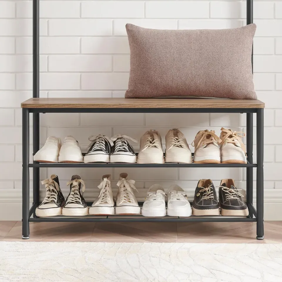 Merkloos Garderoberek XL met Schoenenbank, Kapstok, H 175 cm en B 85 cm, Ashwood Online