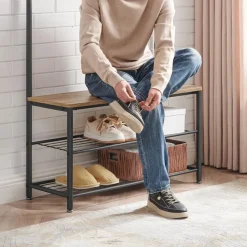 Merkloos Garderoberek XL met Schoenenbank, Kapstok, H 175 cm en B 85 cm, Ashwood Online