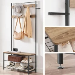 Merkloos Garderoberek XL met Schoenenbank, Kapstok, H 175 cm en B 85 cm, Ashwood Online