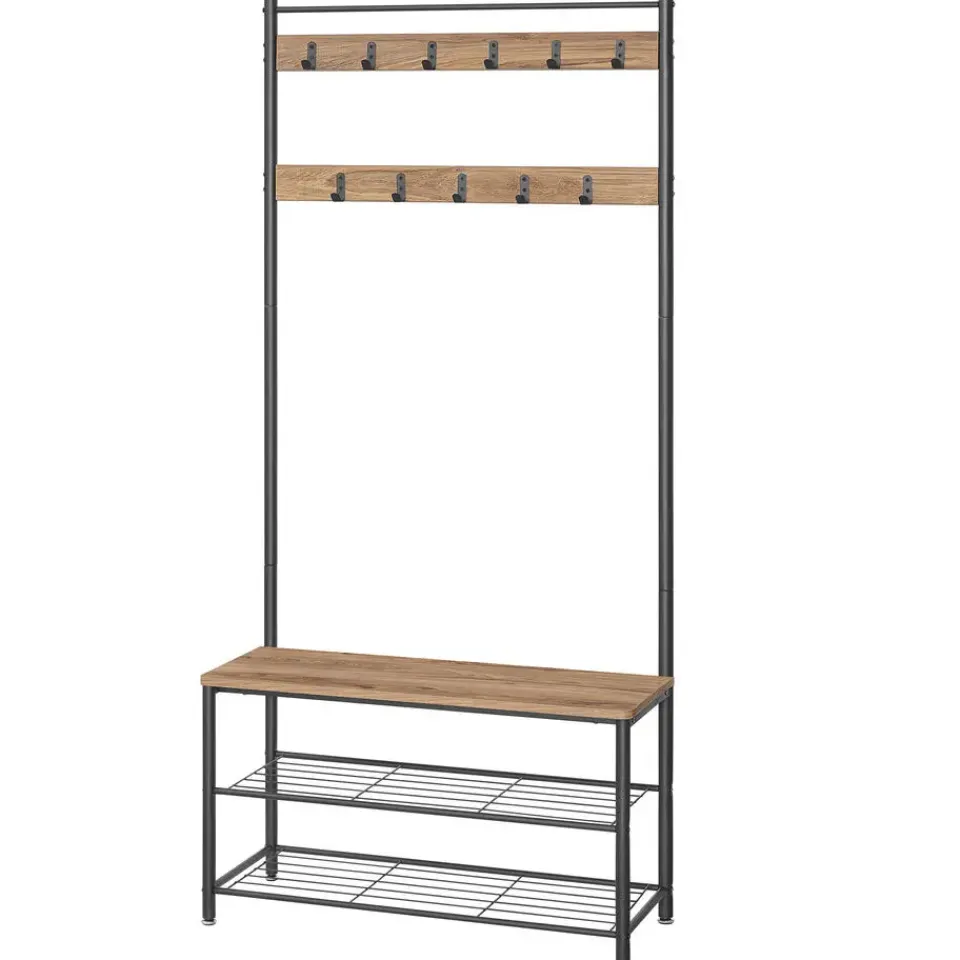 Merkloos Garderoberek XL met Schoenenbank, Kapstok, H 175 cm en B 85 cm, Ashwood Online
