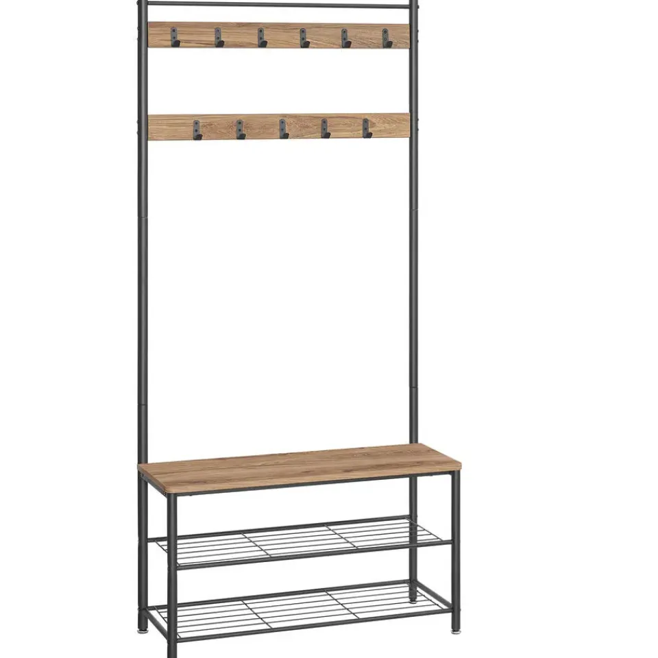 Merkloos Garderoberek XL met Schoenenbank, Kapstok, H 175 cm en B 85 cm, Ashwood Online