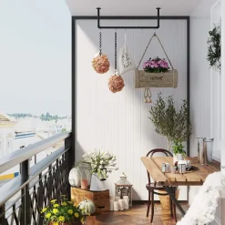 ACAZA Garderobeset van 2, Wandrek, Kledingrek tot 50 kg Draagvermogen, Zwart Clearance