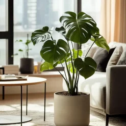 Plant in a Box Gatenplant met plantenvoeding - Monstera deliciosa - Hoogte 70-80cm - ⌀21cm Outlet