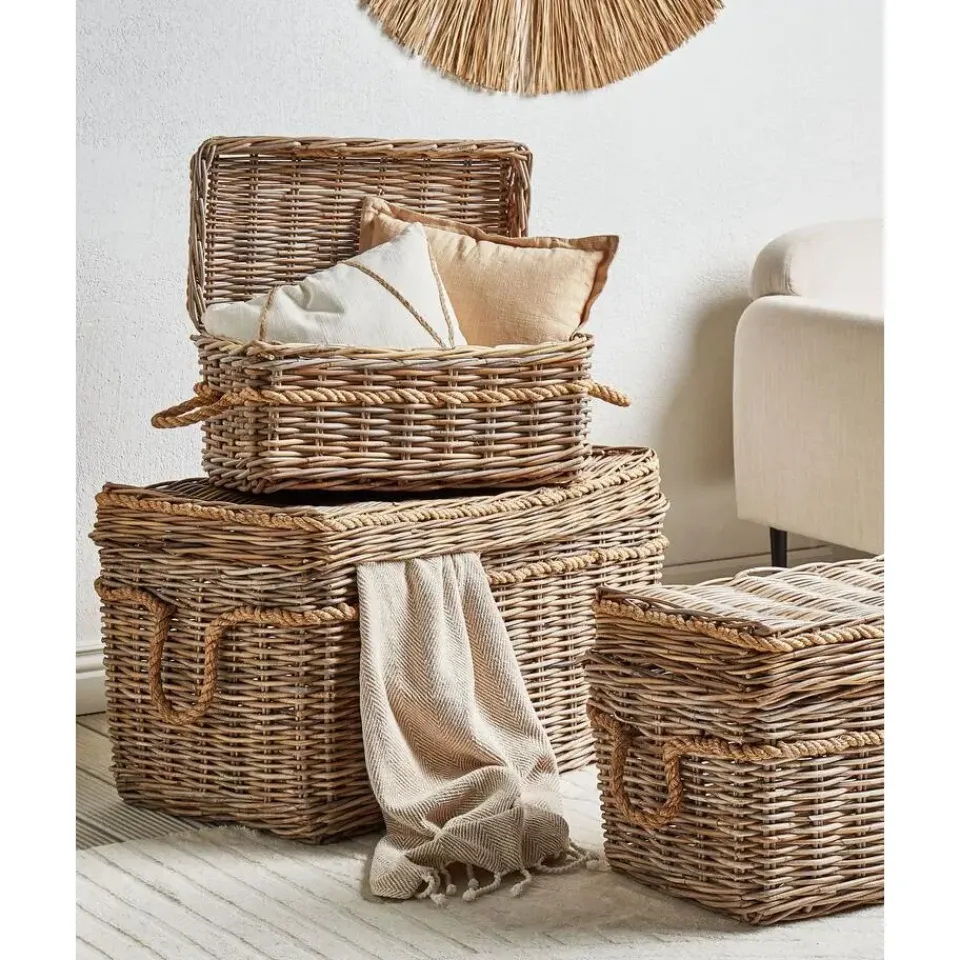 Beliani GERASA - Dozen set van 3 - Natuurlijk - Rotan Best