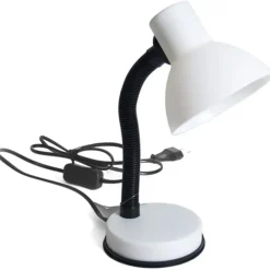 Gerimport Bureaulamp - wit - metaal - verstelbaar - 16 x 30 cm Outlet