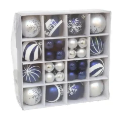 Gerimport kerstballen Kerstballen pakket - 42x - zilver/blauw Discount