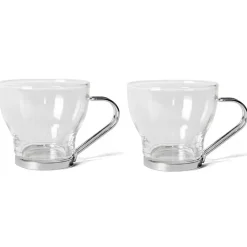 Gerimport theeglazen set - 6x stuks - 170 ml - RVS - oor/handvat Outlet