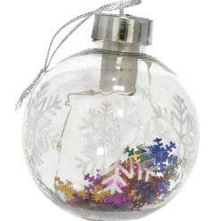 Gerimport Verlichte kerstbal -sneeuwvlok confetti -8cm -kunststof Outlet