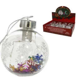Gerimport Verlichte kerstbal -sneeuwvlok confetti -8cm -kunststof Outlet