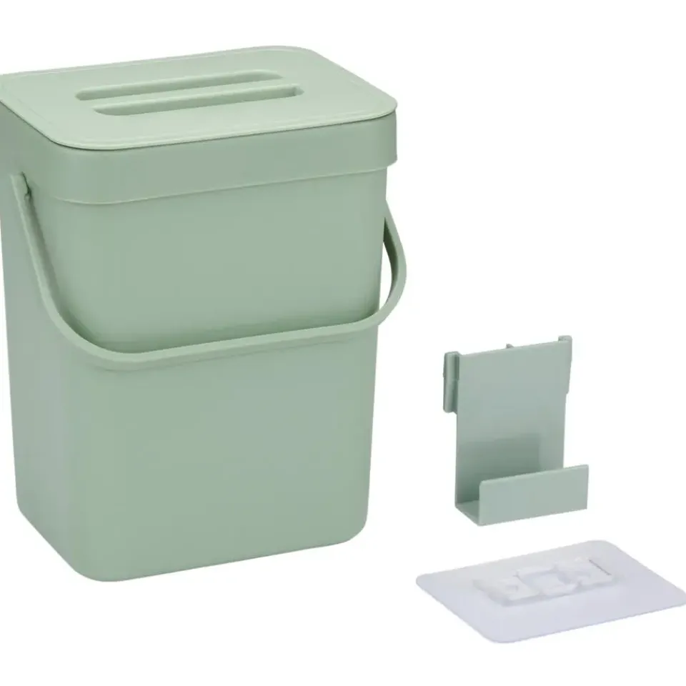 Merkloos Gft afvalbakje voor aanrecht - 5L - groen - 24 x 19 x 14 cm Online