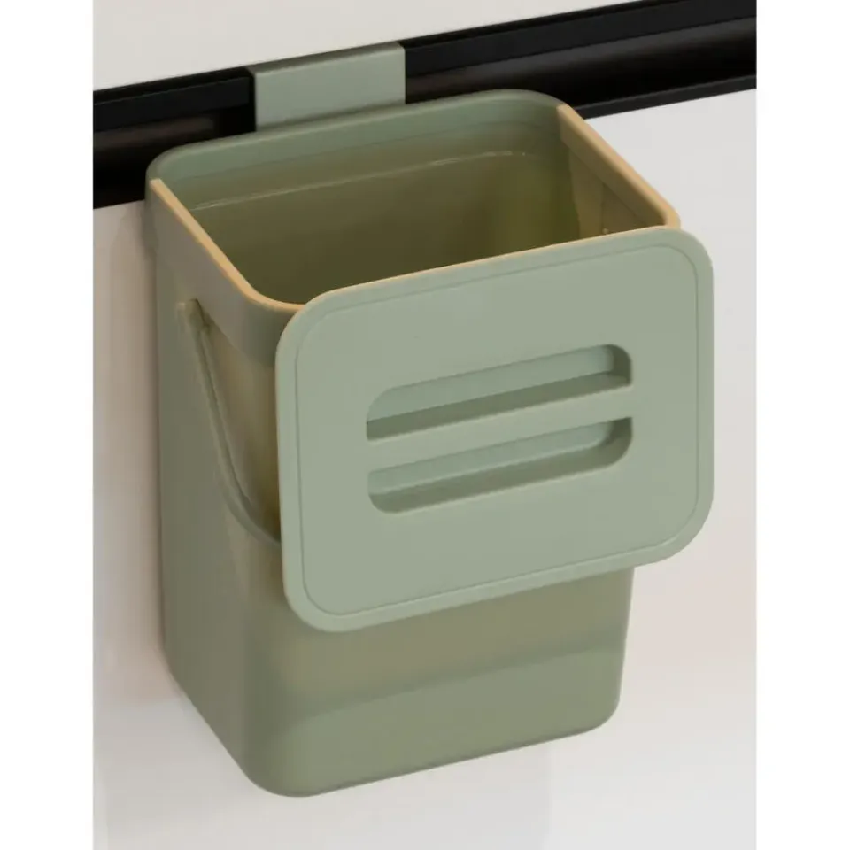 Merkloos Gft afvalbakje voor aanrecht - 5L - groen - 24 x 19 x 14 cm Online