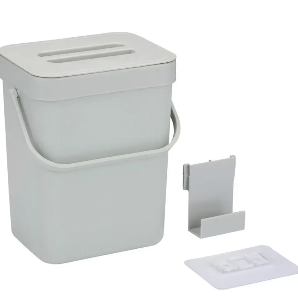 Merkloos Gft afvalbakje voor aanrecht - 5L - grijs - 24 x 19 x 14 cm Clearance