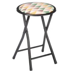 Giftdecor Bijzet krukje/stoel - Opvouwbaar - zwart/patroon - 45cm Outlet