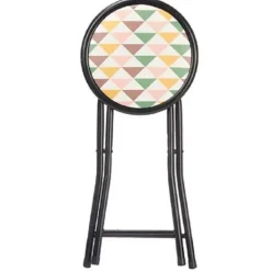 Giftdecor Bijzet krukje/stoel - Opvouwbaar - zwart/patroon - 45cm Outlet