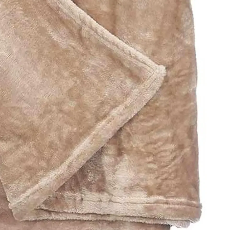 Giftdecor Fleece deken/plaid - beige - polyester - 130 x 160 cm New
