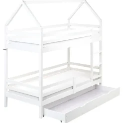 Beliani GIRGOLS - Stapelbed met opbergruimte - Wit - 90 x 200 cm - Dennenhout Sale