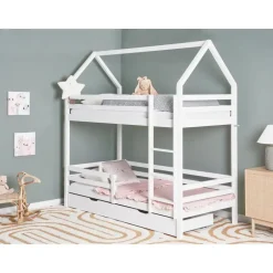 Beliani GIRGOLS - Stapelbed met opbergruimte - Wit - 90 x 200 cm - Dennenhout Sale