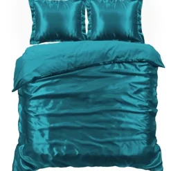 Zavelo Glanzend Satijnen Dekbedovertrek Beauty Silk Aqua-1-persoons (140 x... Clearance