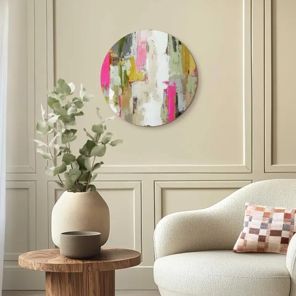 Reinders Glasschilderij Abstracte harmonie - Ø 50cm - Bont New