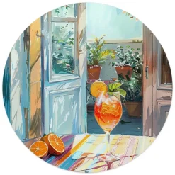Reinders Glasschilderij Aperol in de zon - Ø 50cm - Bont