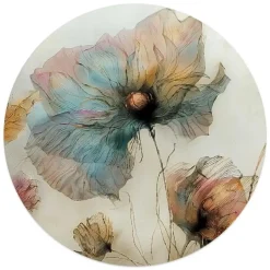 Reinders Glasschilderij Aquarel bloemen II - Ø 50cm - Blauw Outlet