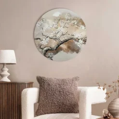 Reinders Glasschilderij Boom in bloei - Ø 50cm - Beige Online