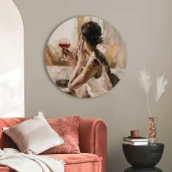 Reinders Glasschilderij Evening Wine - Ø 70cm - Beige Online