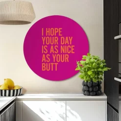 Reinders Glasschilderij Have a nice day - Ø 70cm - Roze Hot