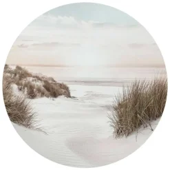 Reinders Glasschilderij Horizon aan het strand - Ø 70cm - Beige Discount