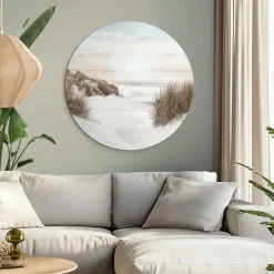Reinders Glasschilderij Horizon aan het strand - Ø 70cm - Beige Discount