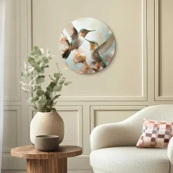 Reinders Glasschilderij Kolibri in de lente - Ø 50cm - Beige Hot