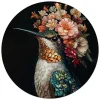 Reinders Glasschilderij Kolibrie met bloemenkroon - Ø 50cm - Bont