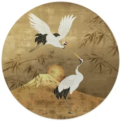 Reinders Glasschilderij Kraanvogels - Ø 50cm - Goudkleurig Clearance