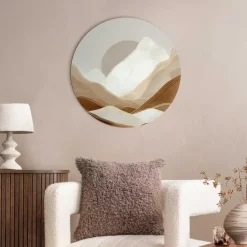 Reinders Glasschilderij Maan achter de bergen - Ø 50cm - Beige Sale