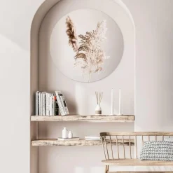 Reinders Glasschilderij Pampasgras - Ø 70cm - Beige Clearance