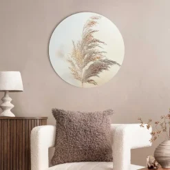 Reinders Glasschilderij Pluim in de wind - Ø 50cm - Beige Outlet