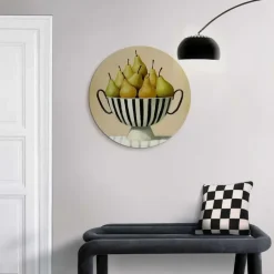 Reinders Glasschilderij Schaal met peren - Ø 50cm - Groen Hot