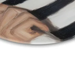 Reinders Glasschilderij Verstopt achter de trui - Ø 70cm - Zwart-Wit Online