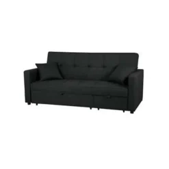 Beliani GLOMMA - Slaapbank 3-zits - Zwart - Polyester New