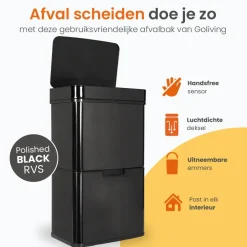 Goliving Automatische Sensor Prullenbak 64 Liter – Afvalemmer keuken - Afvalbak Discount