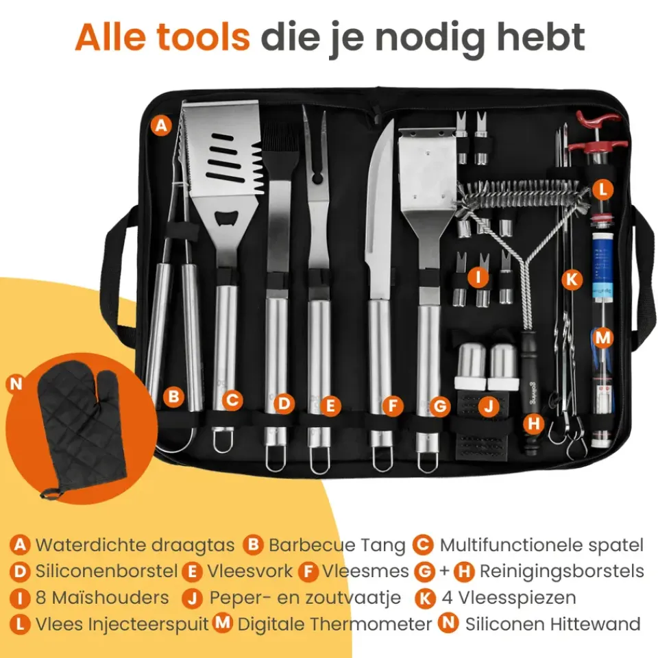Goliving Barbecue Accessoireset - BBQ Gereedschap - 25 Barbecue Accessoires Best
