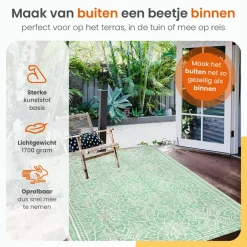 Goliving Buitenkleed Summer Flora - 183x290CM - Draagtas - Groen/Wit Outlet