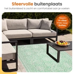 Goliving Buitenkleed Summer Flora - 183x290CM - Draagtas - Groen/Wit Outlet