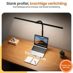 Goliving Bureaulamp met Klem - 78 CM - LED Dimbaar - Touch Bediening Sale