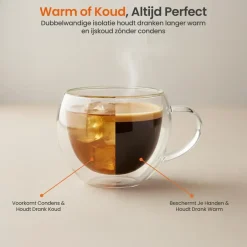 Goliving Dubbelwandige Koffieglazen - Kopjes - Glazen - Set Van 6 New