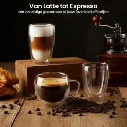 Goliving Dubbelwandige Koffieglazen - Kopjes - Glazen - Set Van 6 New