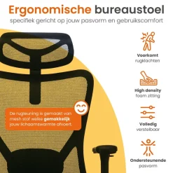 Goliving Ergonomische Bureaustoel - Kantoorstoel - Volwassenen - Zwart Hot