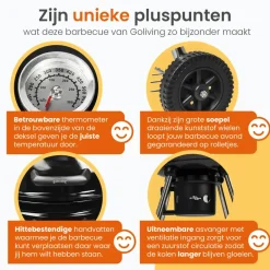 Goliving Houtskool Barbecue - Ø54 cm - Inclusief Accessoires - BBQ op Wielen Hot