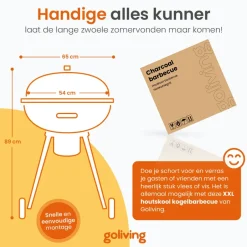 Goliving Houtskool Barbecue - Ø54 cm - Inclusief Accessoires - BBQ op Wielen Hot