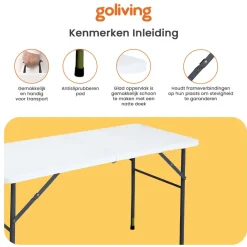 Goliving Inklapbare Tafel – Klaptafel – Campingtafel – Vouwtafel Buiten Best